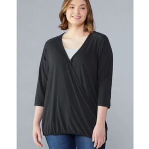 Columbia Take It Easy Wrap Top, black, long sleeve, lightweight, Size L, NWT